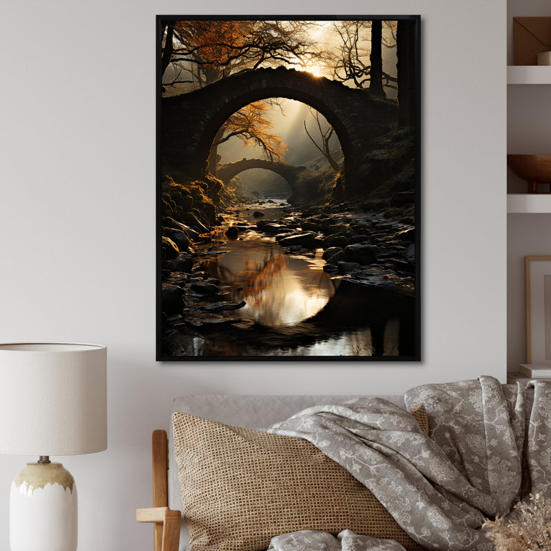 Pont vers nulle part, paysage I, Cadre flottant noir, H 40 po x l 30 po x P 1,5 po