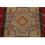 Tapis rouge / brun en laine nouée à la main de conception unique 3 pi 8 po x 5 pi 7 po New Age