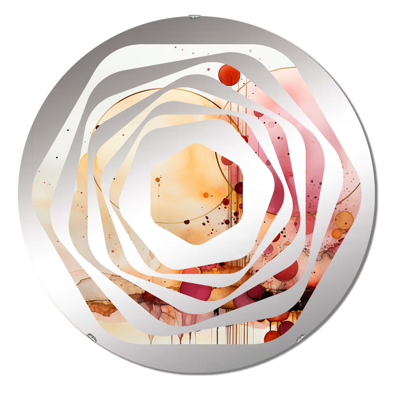 Synchro Elegance Retro Rose Gold Watercolor - Miroir décoratif Amorphe, 23,6 po x 23,6 po
