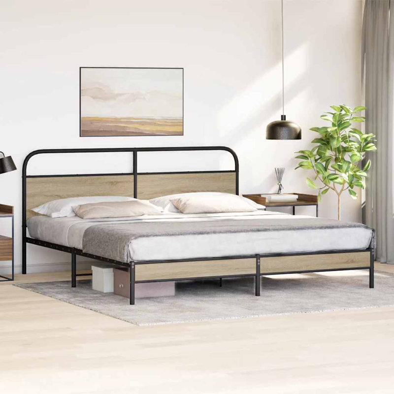 Amyra Bed, 183 x 213cm, Smoked Oak