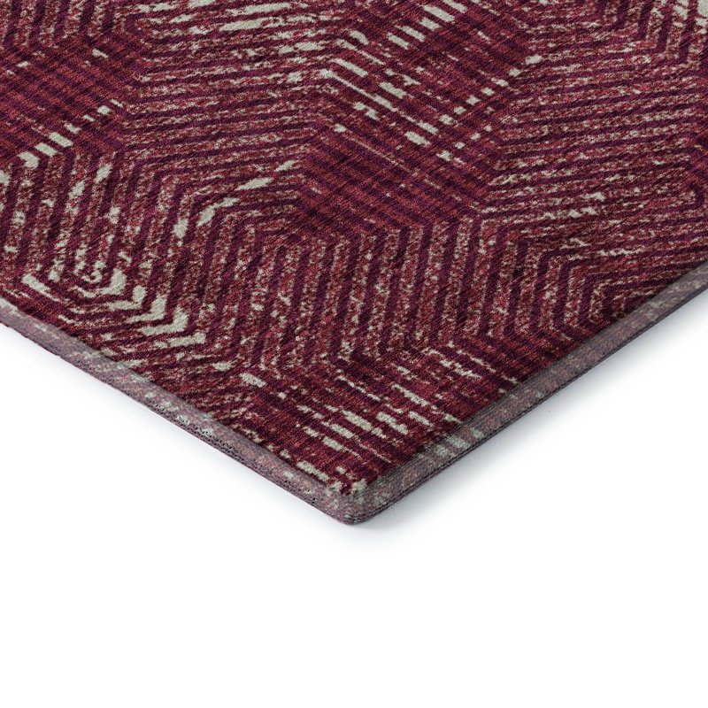 Premium Machine Washable Prisco Burgundy Rug, Rectangle 3' x 5'