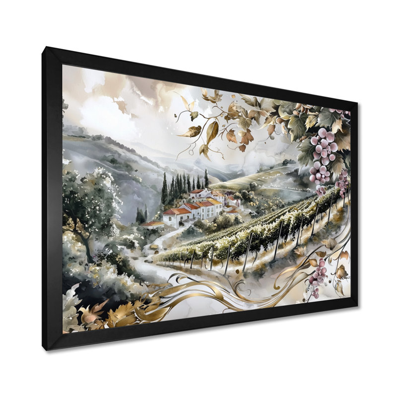 Douro Valley Wineyard Dreams - Vineyard, art mural, H 12 po x l 20 po, Black Single Picture Framed
