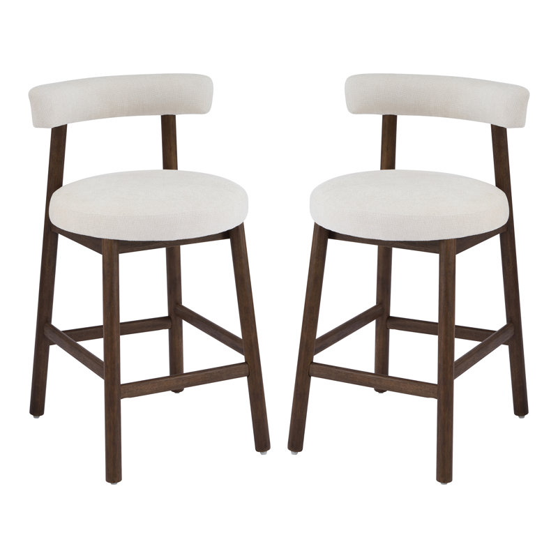 Tabourets de comptoir rembourrés 26,77 po Colten, Noyer, Beige, 4