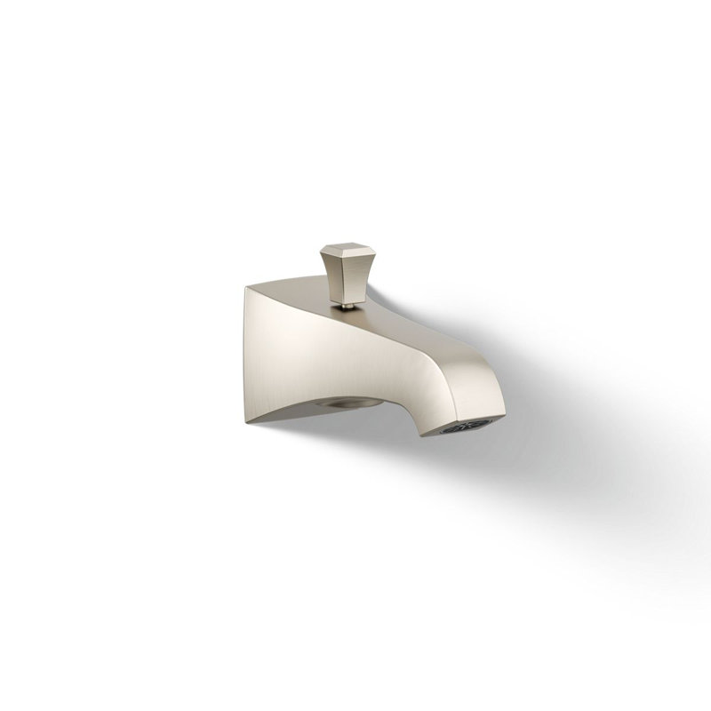 Memoirs Stately Wall-Mount 6" Diverter Bath Spout with Deco Lift Knob, Vibrant Brushed Nickel