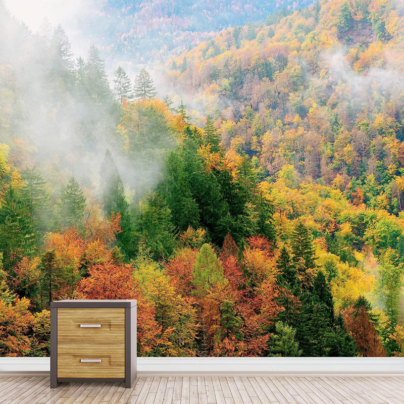 Aerial View Autumn Forest Tree, 66" L x 96" W