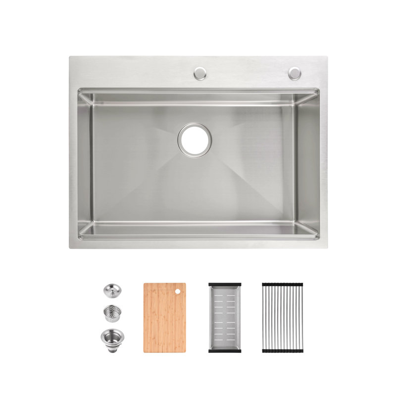 Évier de cuisine en acier inoxydable, bol simple, évier sur mesure fait à la main, avec planche à découper, passoire, Noir