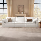 110.2" Modular Sectional Sofa, 3 Seater Comfy Cloud Couch, Oversized Upholstered Sofa, White