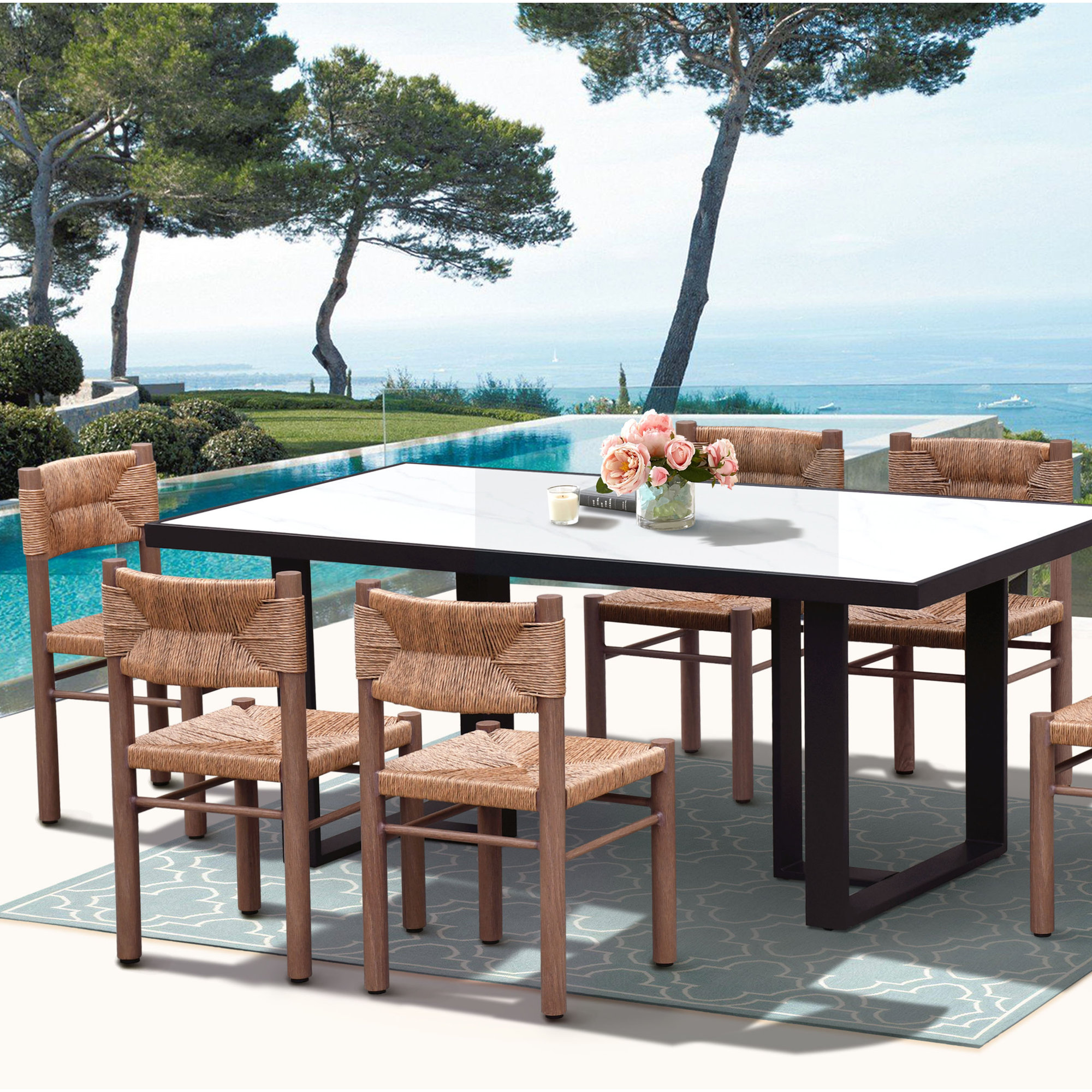 Indie Rattan Weaving Outdoor Dining Chair, Brown