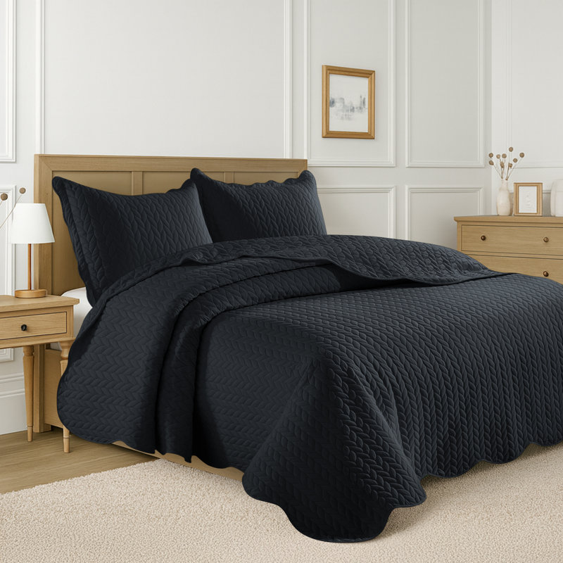 Ensemble de couvre-lit matelassé embossé - Couvre-lit en microfibre ultra doux avec taies décoratives, literie de style hôtel pour tous les lits