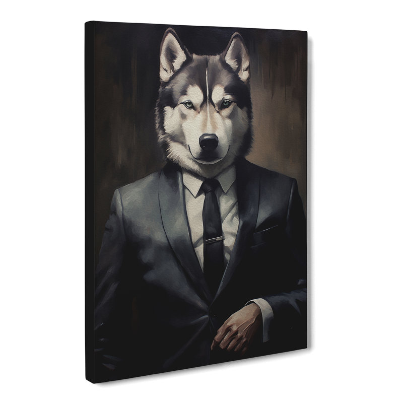 Husky In A Suit Painting No.3 - No Frame Print, 50cm H x 35cm W x 3cm D