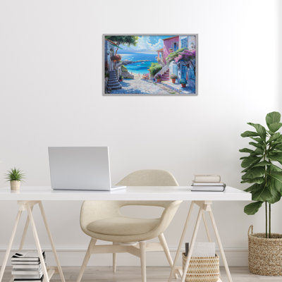 «Dreamy Coastal City Scene», estampe numérique, design par LSR Design Studio
