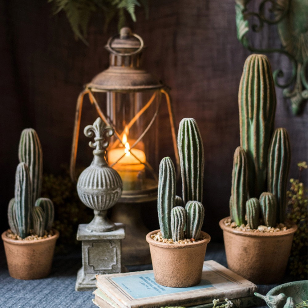 Faux Cactus Succulent in Terracotta Pot, 10.4" H x 4.3" W x 2.9" D