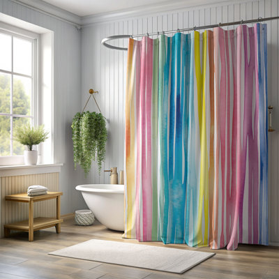 Watercolor Spectrum - 1 Piece Standard Shower Curtain