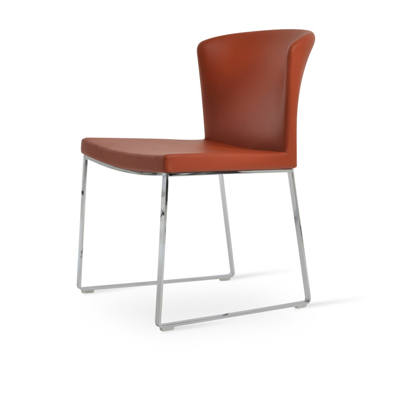 Capri 18'' H Upholstered Metal Side Chair, Brick, Chrome