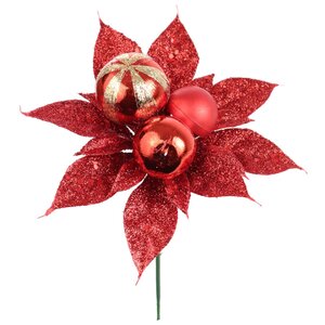 Christmas Ornament Poinsettia Pick