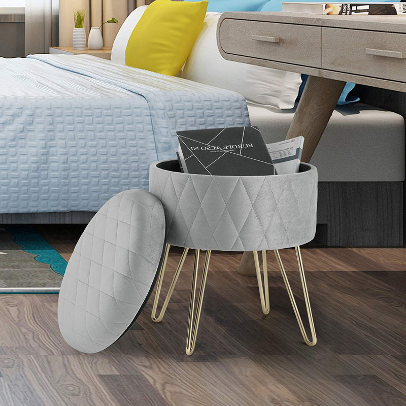 Bergetta Steel Accent Stool, Light Gray