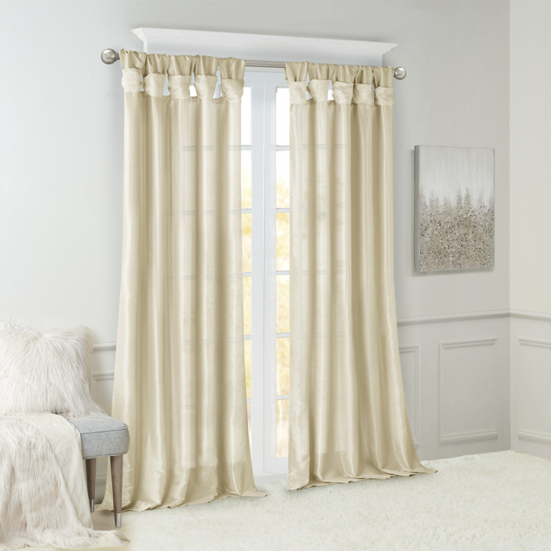 Panneau de rideau de fenêtre Twist, Champagne, 1, 50.07" W x 95.05" L
