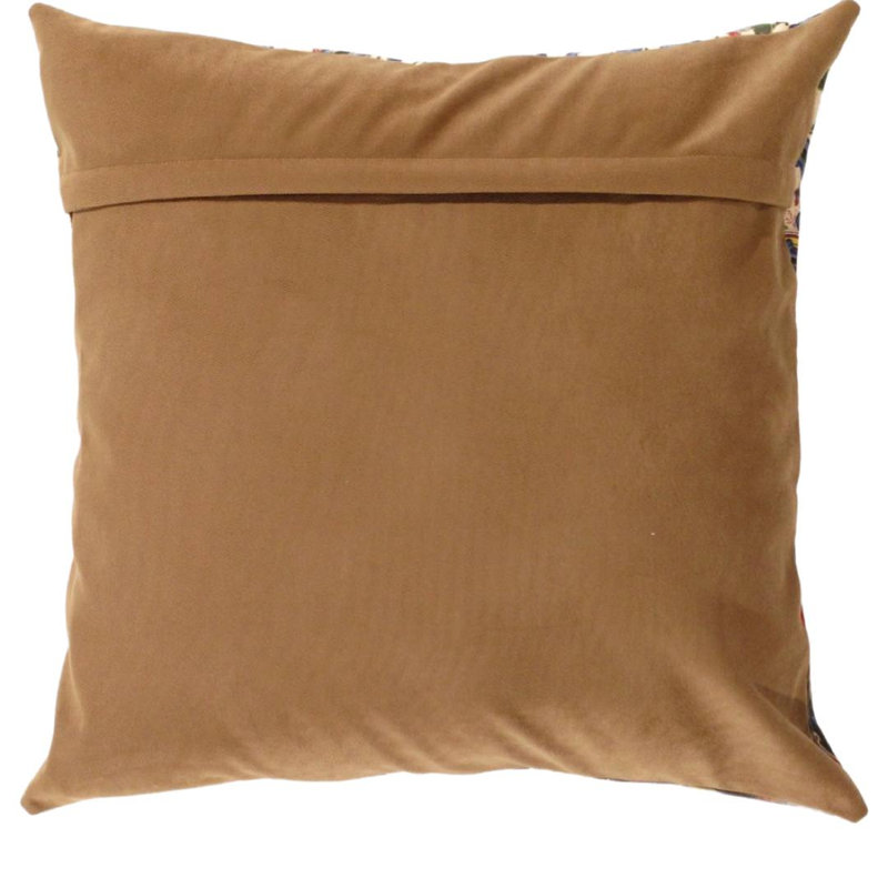 Coussin décoratif en velours, H 20 po x l 20 po, Rouge / beige / bleu / brun, Carrée