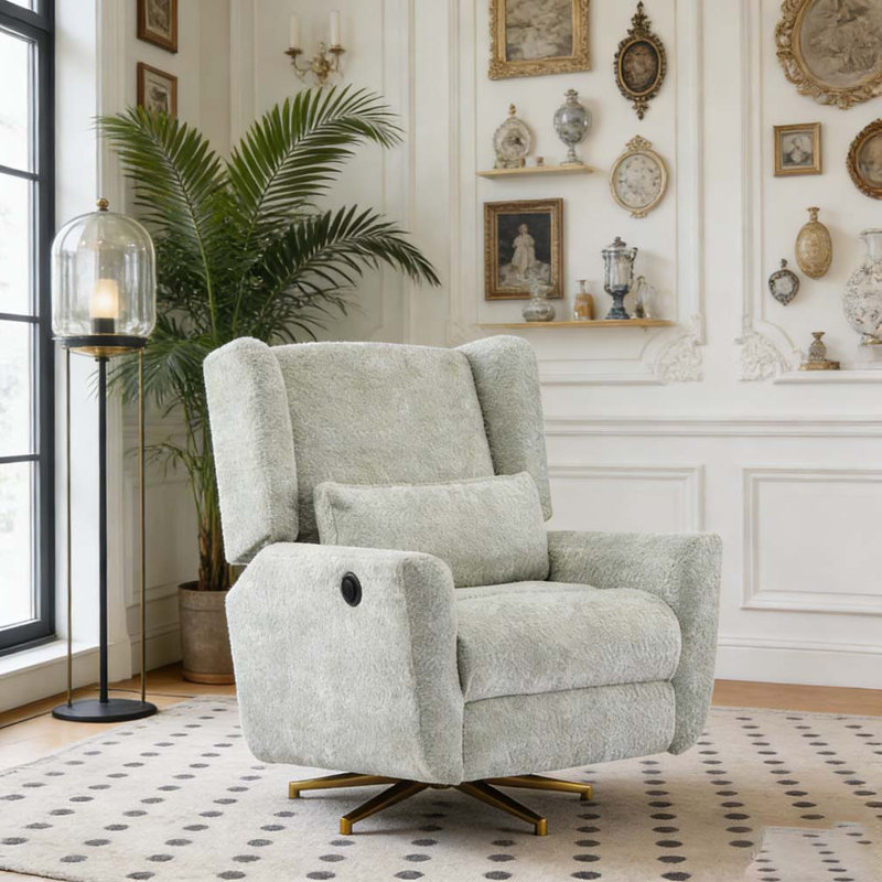 Fauteuil inclinable électrique pivotant, inclinable pivotant à 360 ° Boucle, Or, vert clair