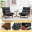     Fauteuil d'appoint sans accoudoirs avec repose-pieds réglable, méridienne avec dossier réglable, fauteuil de lecture pour salle de lecture, salon, appartement, bureau-gris-1650005421