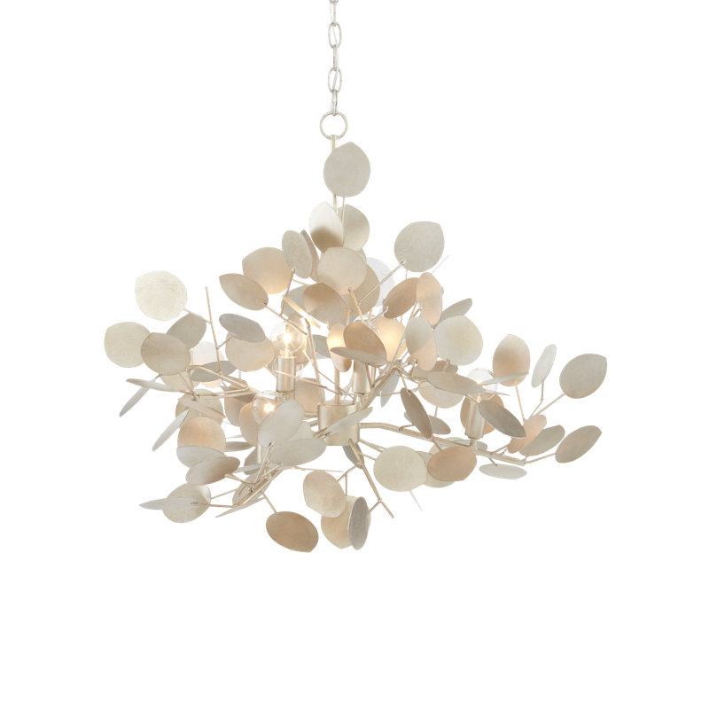 Lunaria 6 - Light Chandelier, Contemporary Silver Leaf