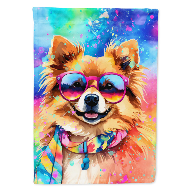 Drapeau de jardin Hippie Dawg, Poméranien bleu marine