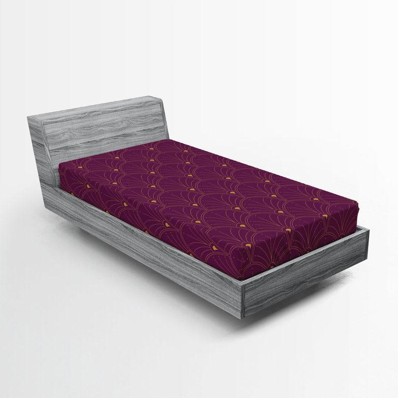  Drap-housse géométrique, Drap-housse de taille simple, Plum/Sand Brown