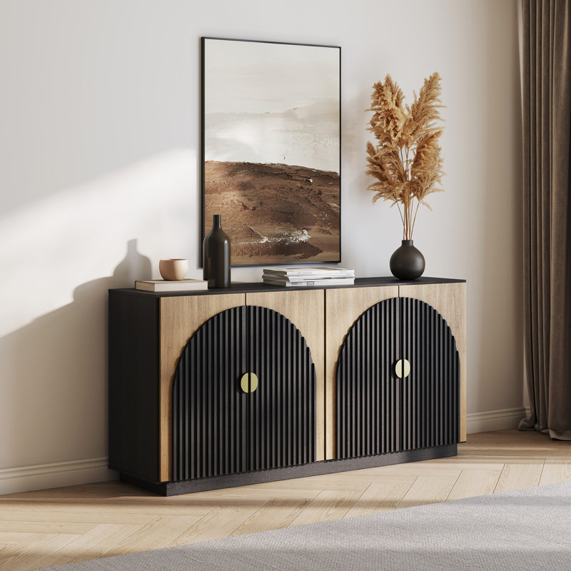 64.8" Buffet Cabinet with Storage, Sideboard Large Console Table, Camel