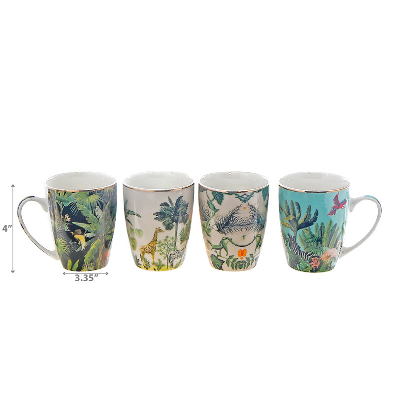 Tasses en céramique assorties tropicales - ensemble de 4