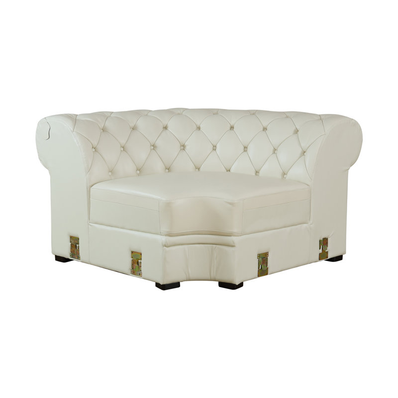 Sabria 138'' Leather Sofa, White Genuine Leather