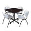 Table de salle de repos carrée Nicklo, chaises empilables 4 M-32668300-40142456-32668307