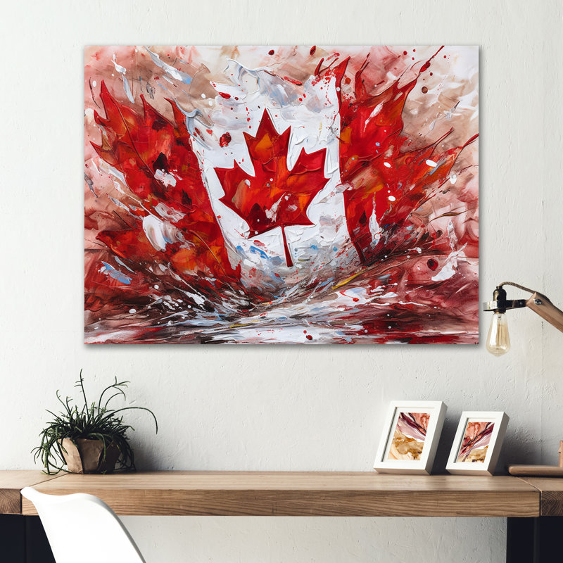 Drapeau canadien flottant - décoration murale drapeau en métal, H 24 po x l 32 po x P 1 po