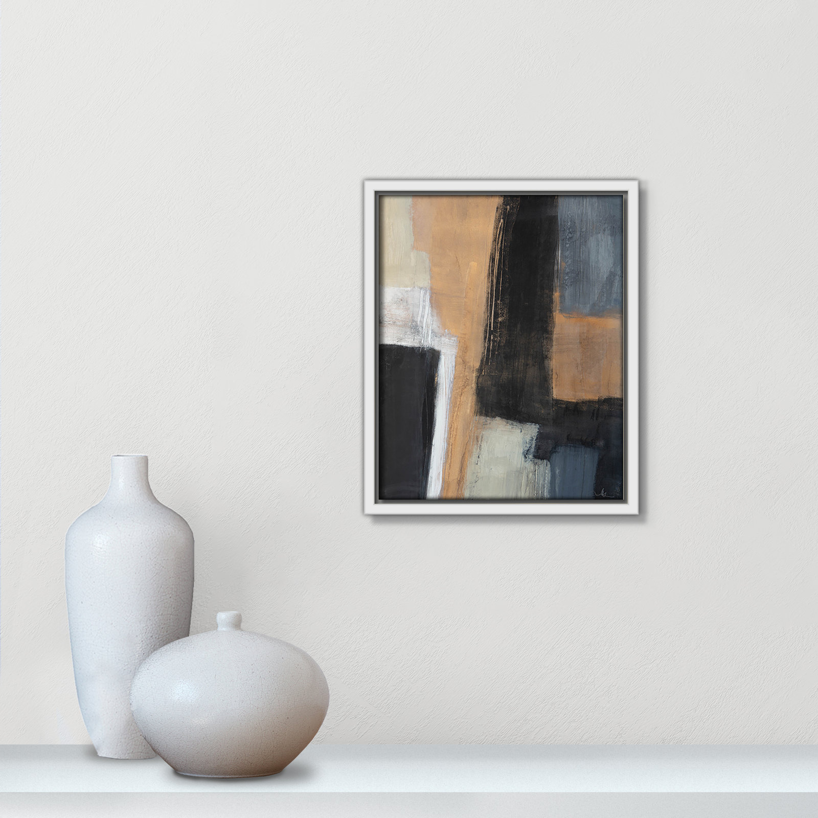Calderon "Metallic Slate I" Print, 11.5" H x 9.5" W x 2" D, White