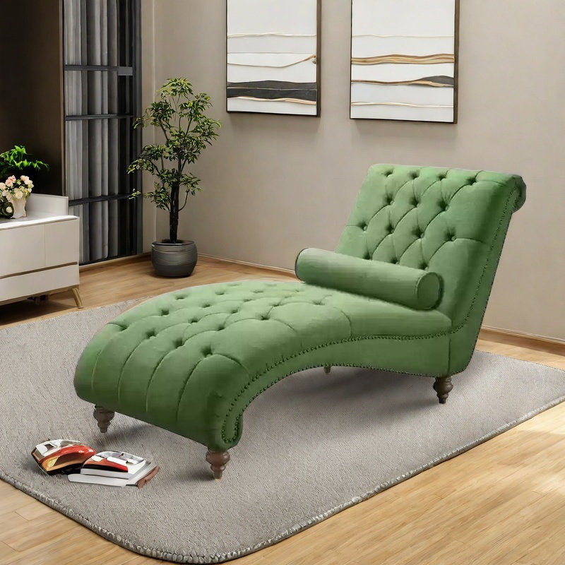 Chaise capitonnée en pin, Vert