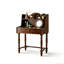 Coiffeuse vintage en bois avec tablette arrière surélevée et tablier festonné-1778332007