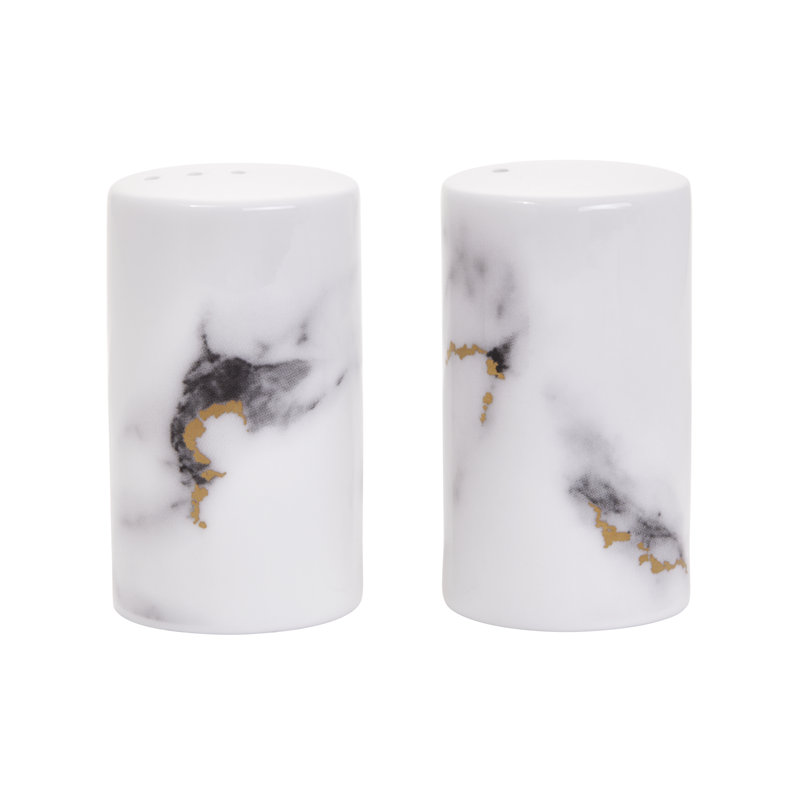 Ensemble salière et poivrière Prouna blanc / gris / or