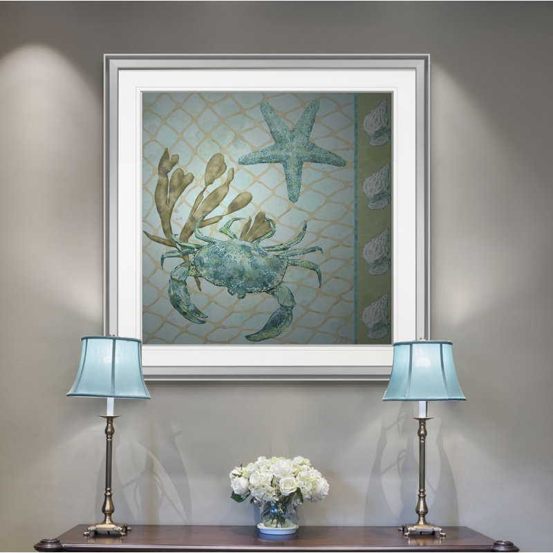 « under sea ii », peinture, H 24 po x l 24 po x P 1,5 po, Encadrement argenté