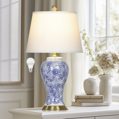 Lampe de table rétro bleue et blanche