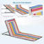 Chaise longue de plage, chaise longue au sol, tapis de plage au sol, rayures colorées