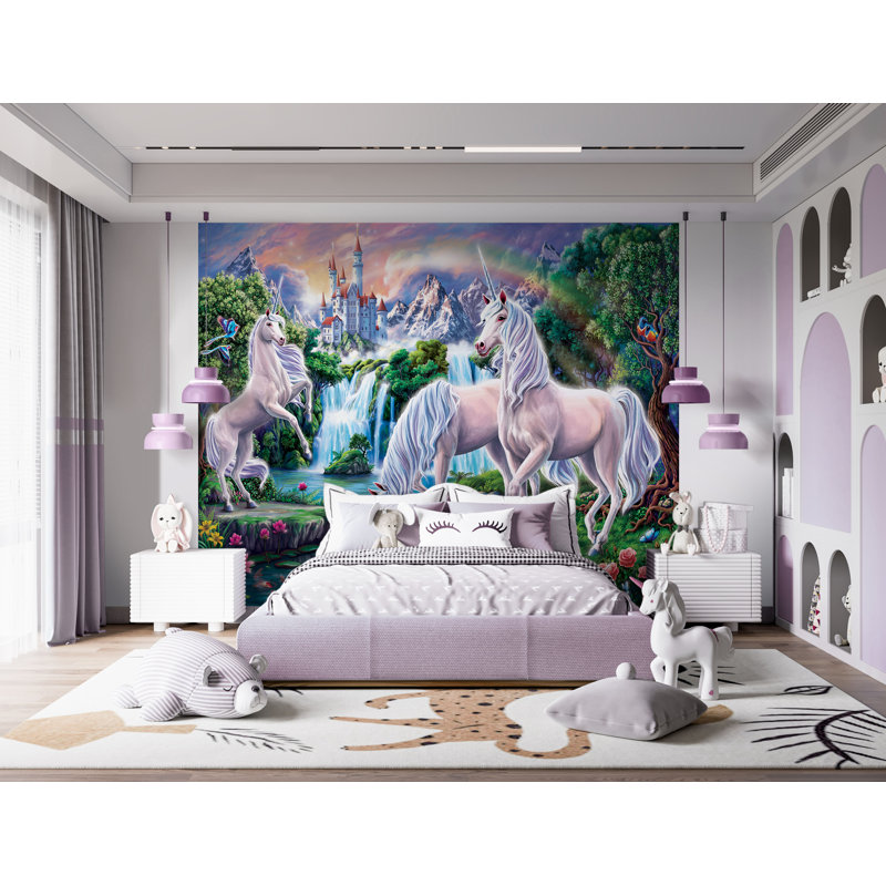 6 Piece Unicorn Paradise 3m x 2.4m Wall Mural