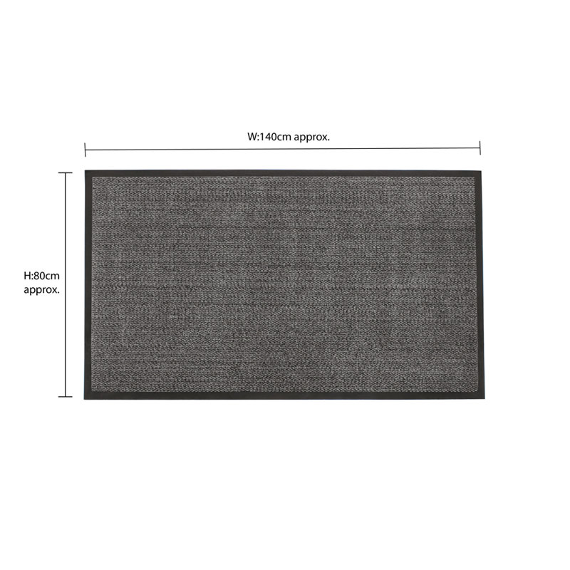 Non-Slip Indoor Doormat, Grey, Rectangle 80 x 140cm