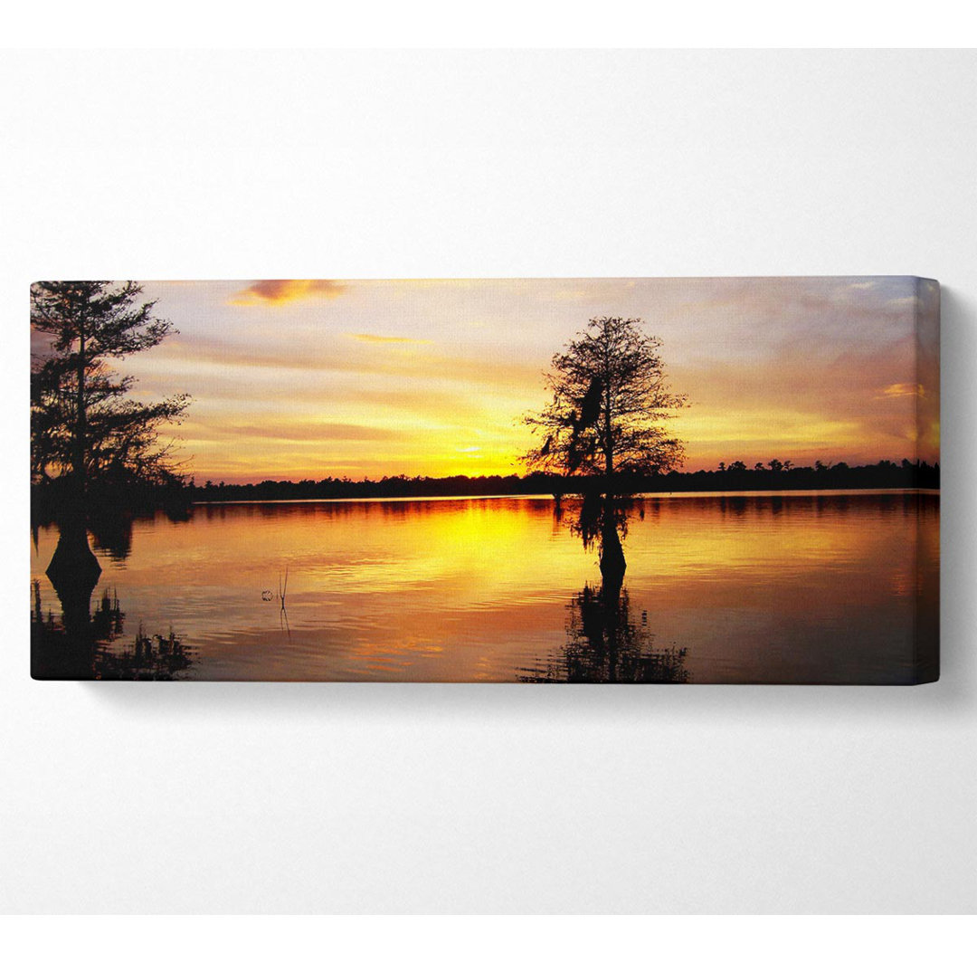 River Tree Sunset - Panorama-Kunstdrucke auf Leinwand - Wrapped Canvas