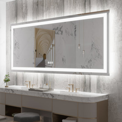 Miroir de salle de bain mural à DEL sans cadre à intensité variable
