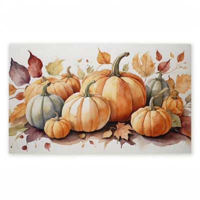 Tapis de porte pour l'extérieur à motif d'automne avec citrouille d'automne, design par Creative Studio, 18 po x 30 po