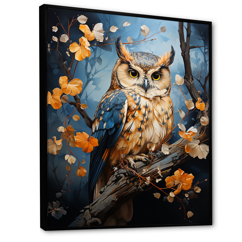 «Enchanted Forest Sentinels Owl I» sur toile, H 44 po x l 34 po x P 1,5 po, Cadre flottant noir