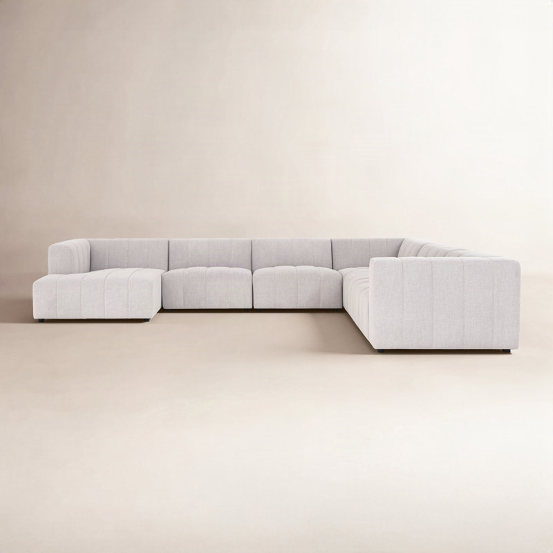 Bowry 6 - Piece Chaise Sectional, 28" H x 157" W x 129" D, Neutral Sandstone Polyester, Reversible