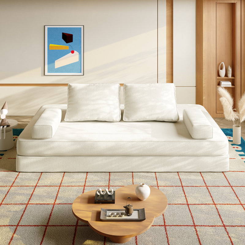 Canapé-lit à compression multifonctionnel Boneless 86,6 po avec 2 coussins et 2 coussins, Beige