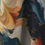 Rideau occultant orange et bleu sarcelle en marbre Bohemian - 1 panneau-107539357