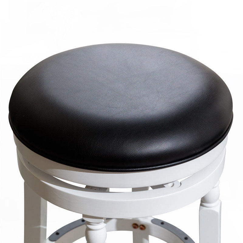 Tabourets de bar pivotants en cuir rembourrés sans dossier, Noir, Tabouret de bar (siège d'une hauteur de 30 po), Blanc