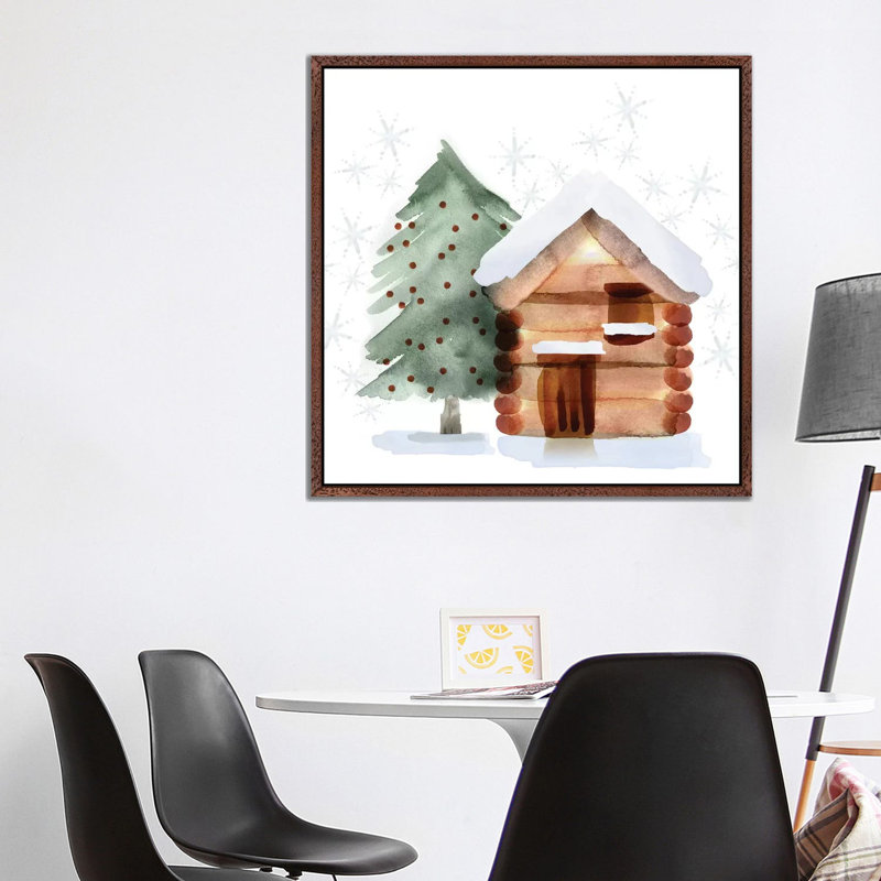 Christmas Hinterland IV - Tree & Cabin by Noonday Design - Gallery-Wrapped Canvas Giclée on Canvas
